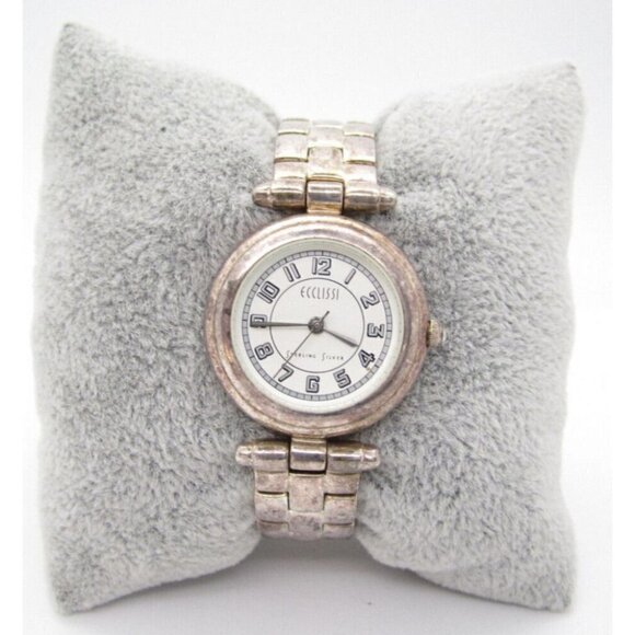 Women's Ecclissi Sterling Sliver 925 Quartz WR Analog Dial Causal Watch (E638) - Picture 1 of 11